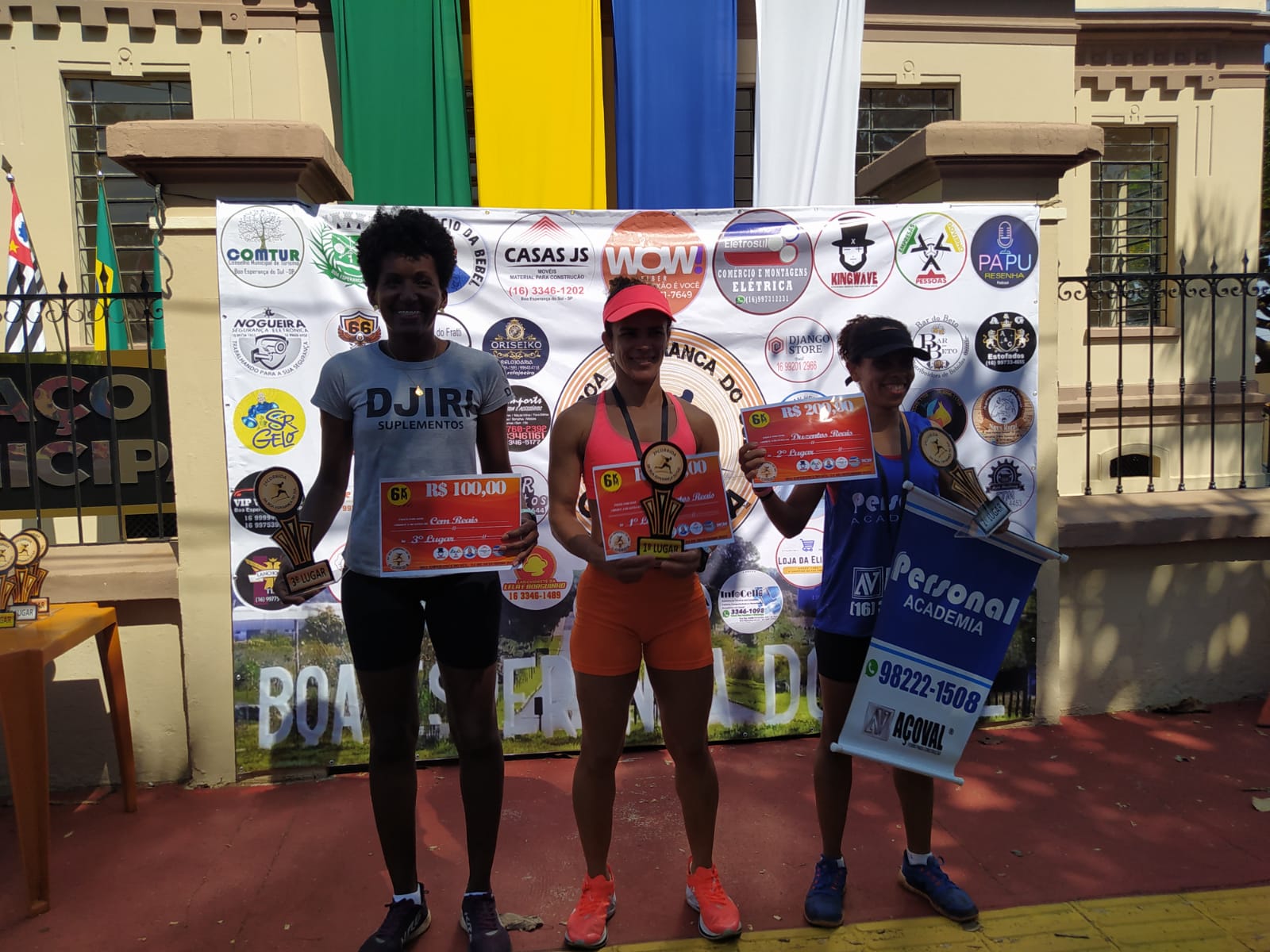 2 ª corrida ds Boa Espernaça do Sul - 1º lugar 2º lugar e 3º Lugar Masculino e Feminino