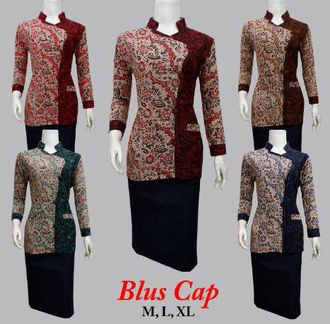 25 Contoh  Model  Baju Batik  Kombinasi 2 Motif  2019