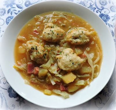 Cabbage & Ham Soup with Cheese Dumplings