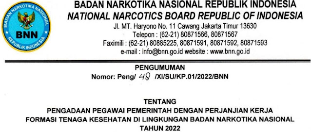 Download Pdf Pengumuman Resmi Penerimaan PPPK di Lingkungan BNN Tahun 2022