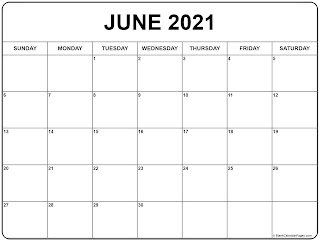 Free Printable Calendar June 2021