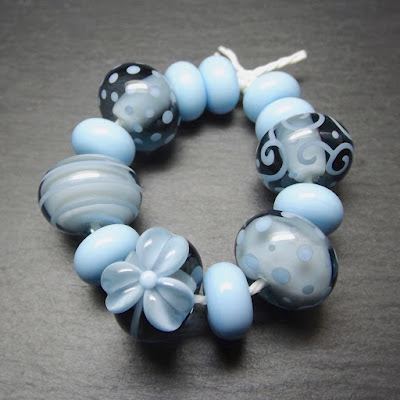 Lampwork glass beads made in Creation is Messy 'Slate'