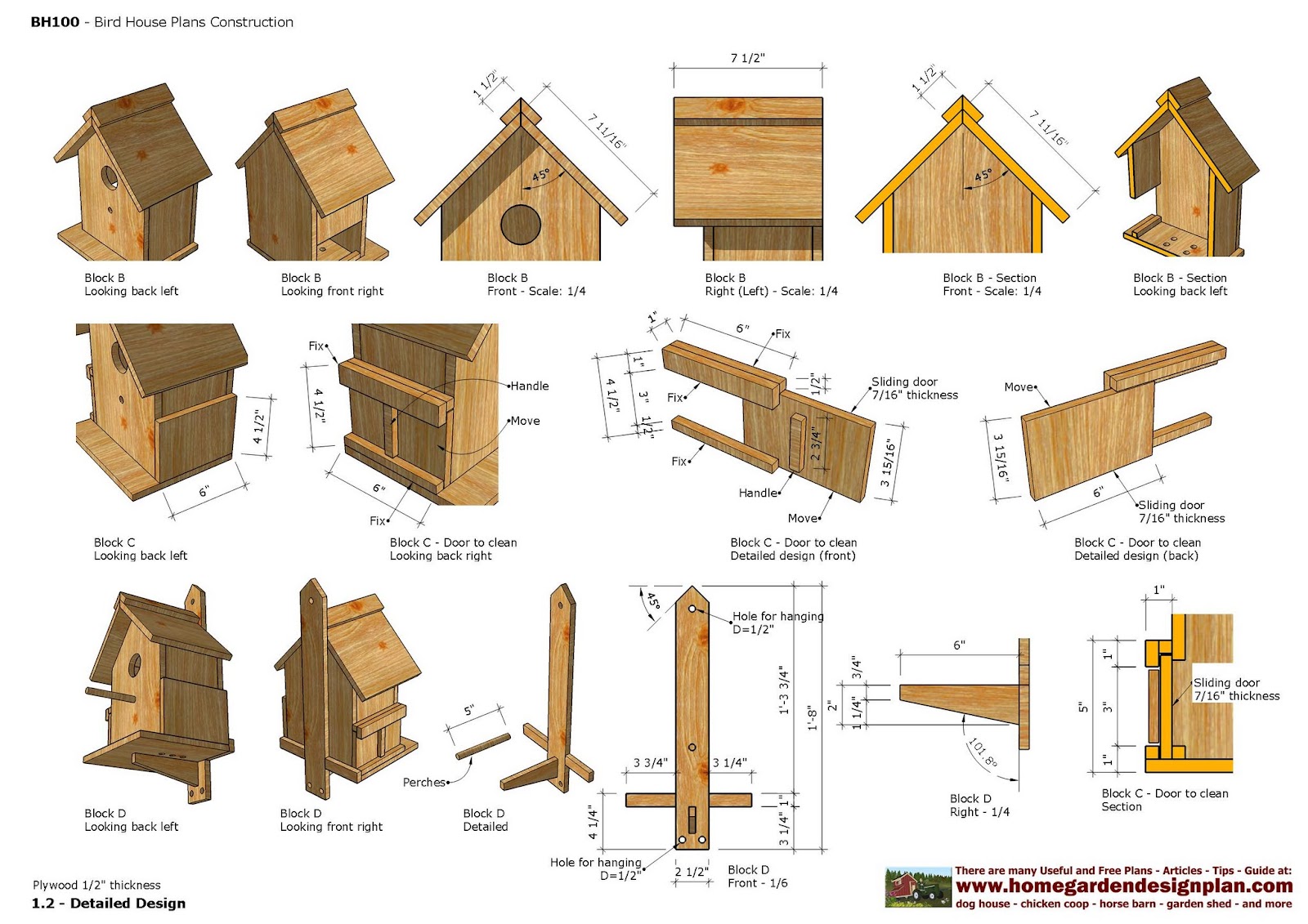  home  garden plans  BH Bird  House  Plans  Construction 