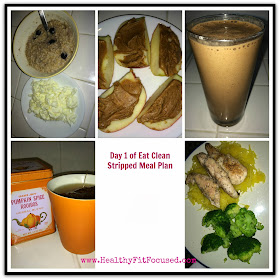 Eat Clean Stripped Meal plan Day 1, eat clean