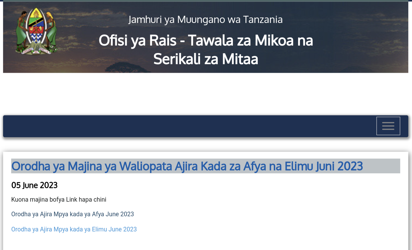 PDF | Majina Ya Ajira Mpya WALIMU na AFYA 2023 - DOWNLOAD