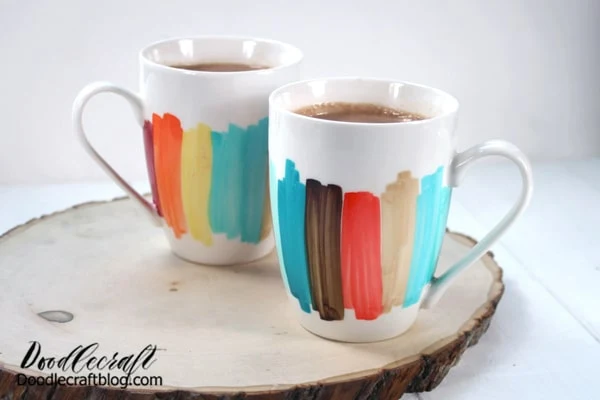 Enjoy your favorite autumn-time beverage in a mug designed by you! These color block mugs are a simple and fun craft to make for fall.