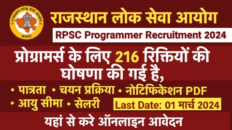 RPSC Programmer Recruitment 2024