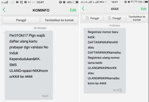 Cara Registrasi Ulang Kartu Lewat SMS \/ Daftar Online  All Operator