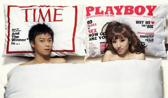 travesseiros capas de revistas playboy e time