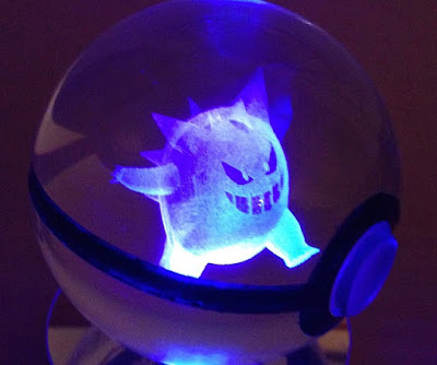 Crystal Laser Engraved Pokeball Pokemon Night Light