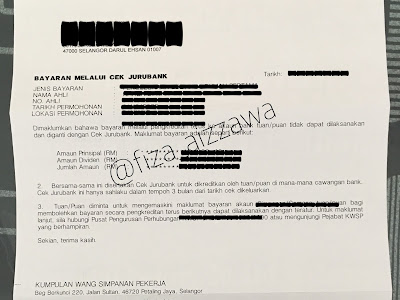 Cara tunaikan Cek Jurubank KWSP