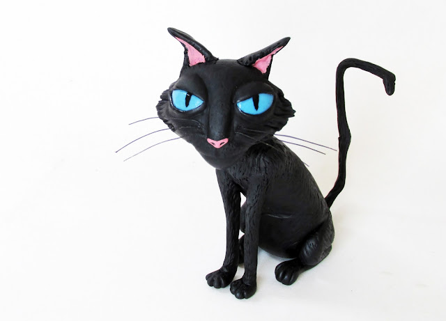 DIY: Como Fazer O Gato de Coraline- Toy Figure statue cat tutorial clay biscuit