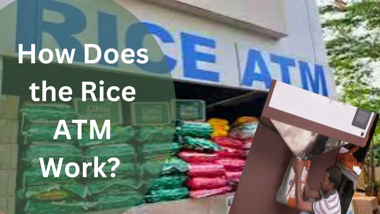 **Alt Text:**   A Rice ATM in Odisha, similar to a cash ATM, allows ration cardholders to withdraw grains like rice and wheat. Users insert their card, enter their Aadhaar number and ration card details, and receive their allocated grain quota. The system aims to streamline and modernize the distribution of ration supplies, ensuring easy access for the poor and reducing dependency on traditional ration shops.