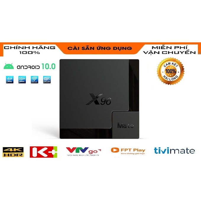 Android Box X96 Mate, Android TV 10, Allwinner H616, Ram 4GB, Rom 32GB, Wifi 2.4Ghz/5Ghz, Bluetooth 5.0, Lan 100Mb
