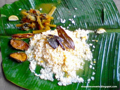 banana leaf, meal on banana leaf