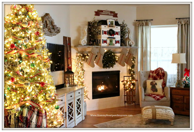 French Country -Farmhouse -Christmas Tree-Christmas Mantel-Hearth & Hand- Doll House-Grainsack Stockings-From My Front Porch To Yours