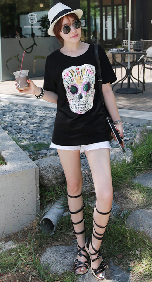 Embroidered Skull T-Shirt