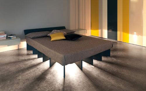 Beam Bed Unique Idea for Sun Rays Like Light Effect on Bedroom