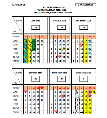 Kalender Pendidikan Jawa Tengah Tahun Pelajaran 2018/2019