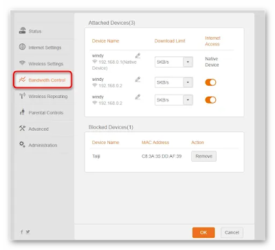 tenda router bandwidth