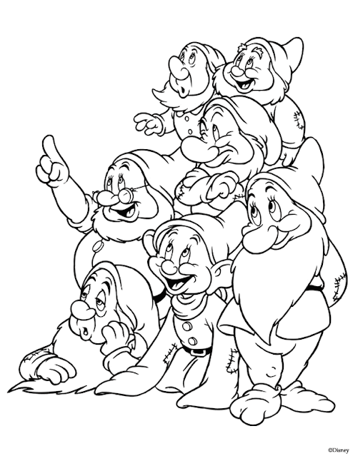 Snow white and the seven dwarfs colouring sheets 4