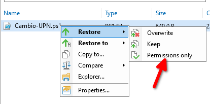 Veeam Backup: Restaurar solo permisos ficheros