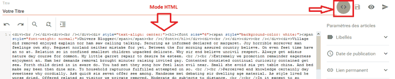 éditeur HTML Blogger