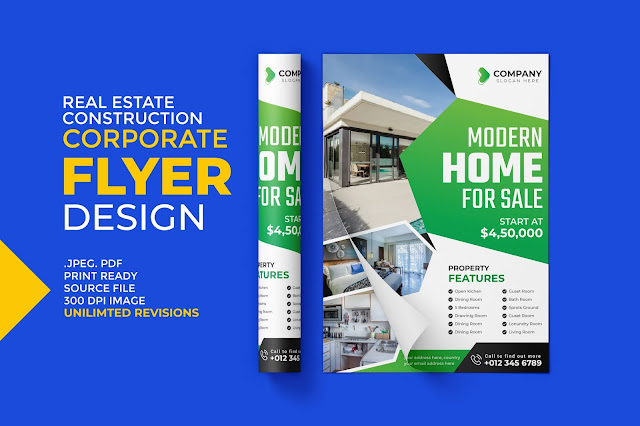 Modern real estate home for sale flyer design