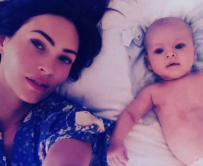 Megan Fox with her third child Journey when he turned three months old