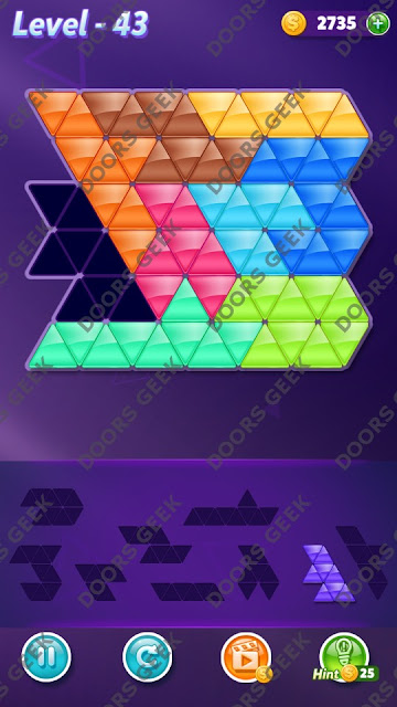 Block! Triangle Puzzle Proficient Level 43 Solution, Cheats, Walkthrough for Android, iPhone, iPad and iPod