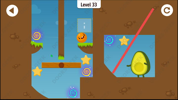 Where's My Avocado? Level 33 Solution, Cheats, Walkthrough, 3 Stars for Android, iPhone, iPad and iPod