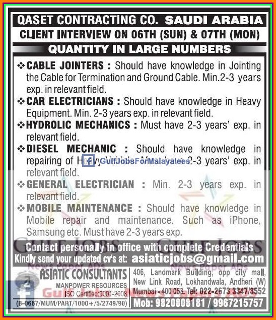 Contracting Company jobs for KSA