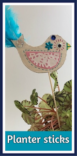 Bird themed planter sticks craft