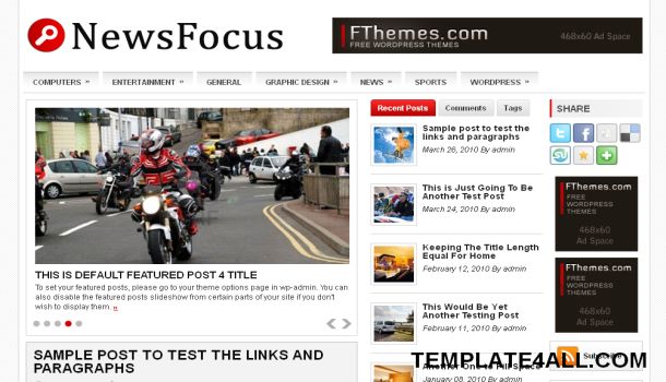 Free Wordpress News Portal Red Gray Theme