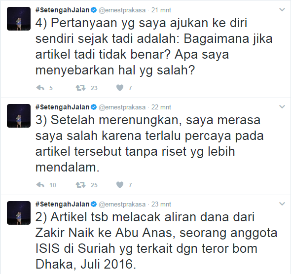  Terkait artikel ABI sebelumnya yakni mengenai  Cuitan Permintaan Maaf Komika Arnest Prakasa, tuluskah? atau hanya drama semata?