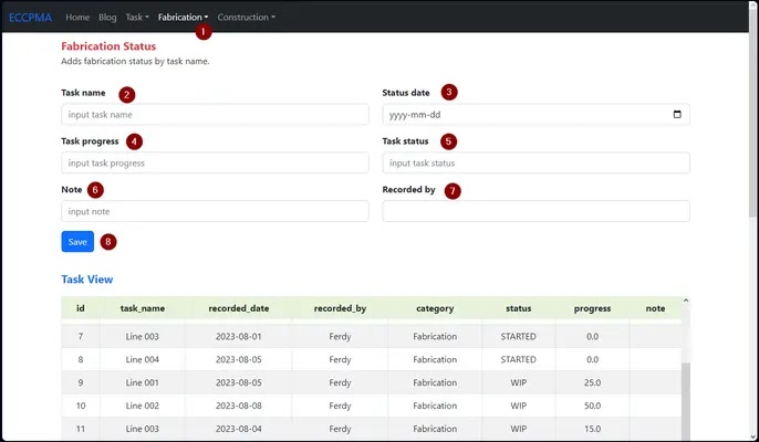reactpy fabrication input page