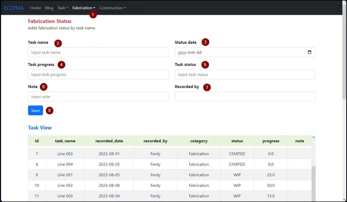 reactpy fabrication input page