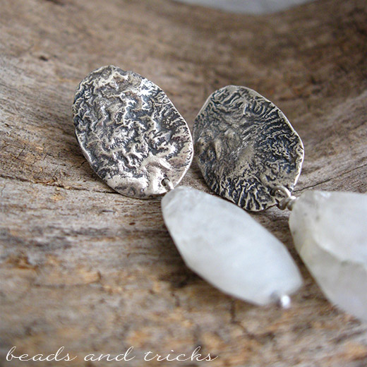 Orecchini in argento 800, argento 925 e pietra di luna