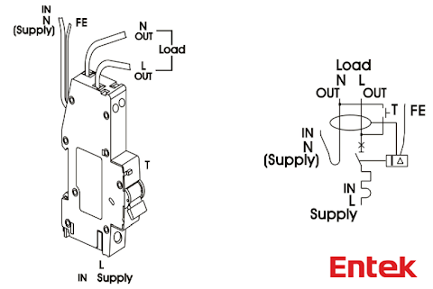 Entek Electric : RCBO wiring diagram