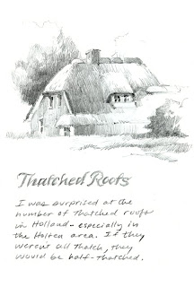 sketchbook drawing study for painting of thatched roof house in Holten Netherlands