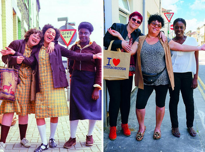 Photographer Recaptures Old Pictures Creating A Beautiful Reunion Of People He Photographed Decades Ago - County School Girls (1979 And 2016)