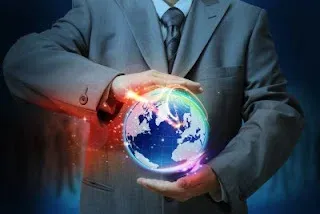 A man holding the globe with both hands