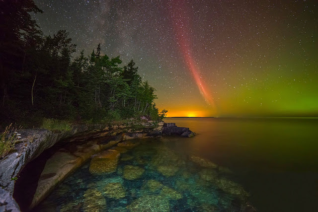 Proton Arc and Aurora over Lake Superior