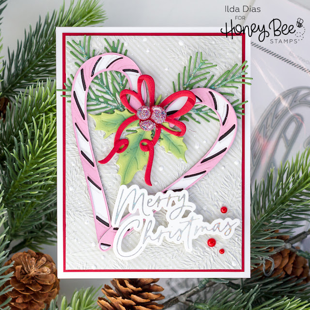 Candy Cane, Christmas Card, Honey Bee Stamps,Holiday Wishes,Glimmer Hot Foil,how to,handmade card,Stamps,ilovedoingallthingscrafty,stamping, diecutting,cardmaking