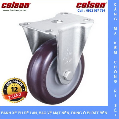 Bánh xe đẩy PU phi 100 càng chết chịu tải trọng 122kg | S2-4258-95P www.banhxedayhang.net