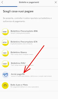 Pagare Avviso di pagamento PagoPa da App Postepay - 4 cliccare su avvisi pagopa