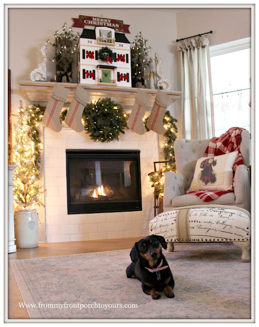 French Country- Farmhouse -Christmas Mantel-Living Room-Christmas Decorations-From My Front Porch To Yours