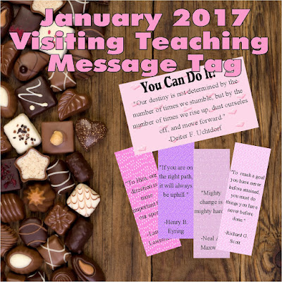 January brings lots of goals and resolutions. Help your Visiting Teaching sisters to reach each and every one of them with these motivational tags and nuggets wrappers featuring the words of the living prophets. #visitingteaching #lds #nugget #candybarwrapper #goals #diypartymomblog