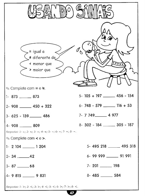 Exercícios matemática 3 ano fundamental