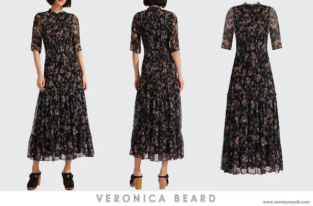 Princess Eugenie wore Veronica Beard Gabi Shirred Floral-print Chiffon Midi Dress